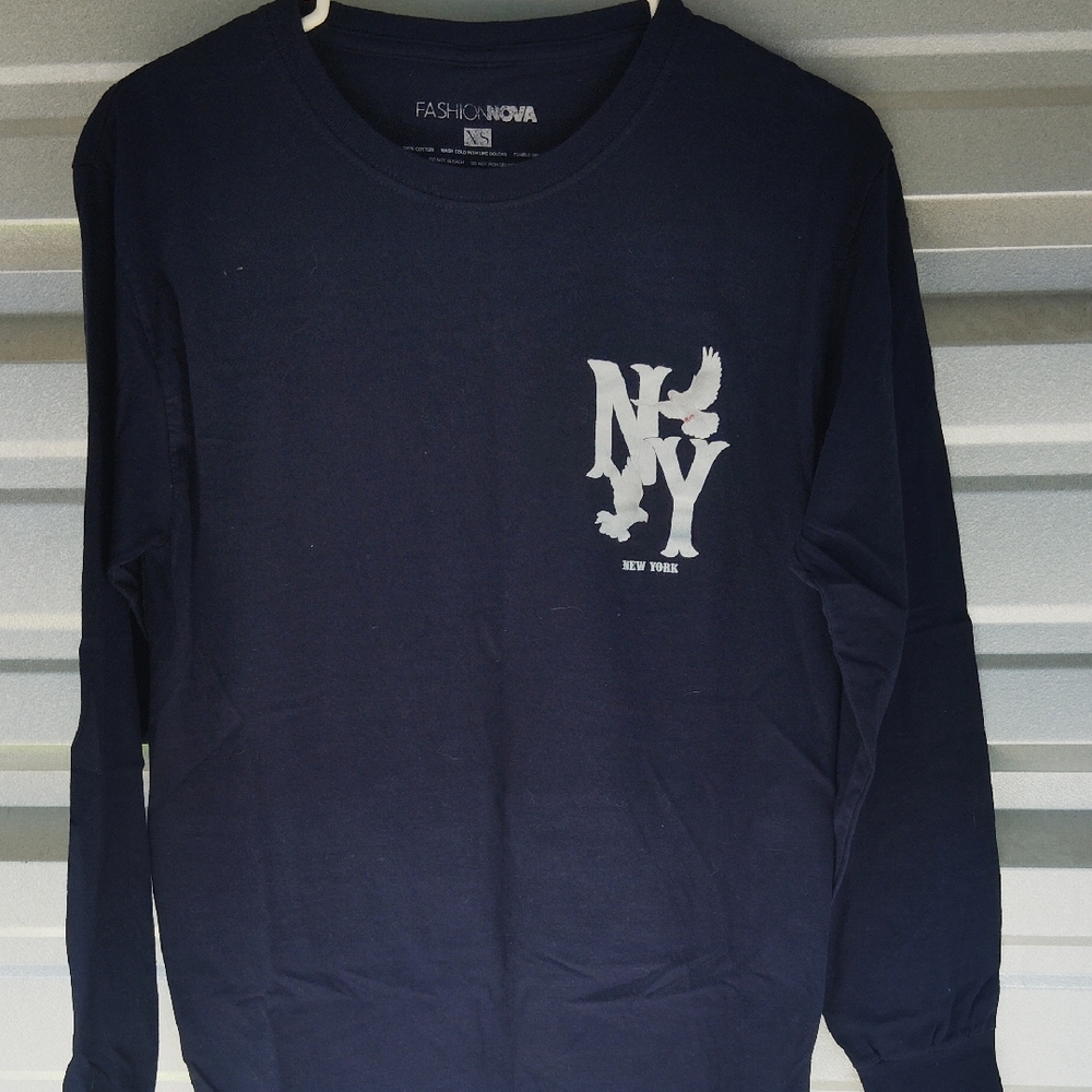 Fashion Nova Men's Navy Long Sleeve Shirt